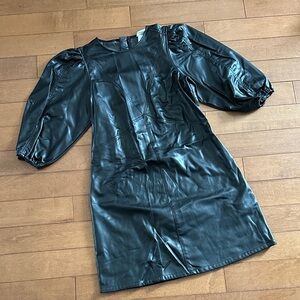 H&M Black Faux Leather Mini Dress